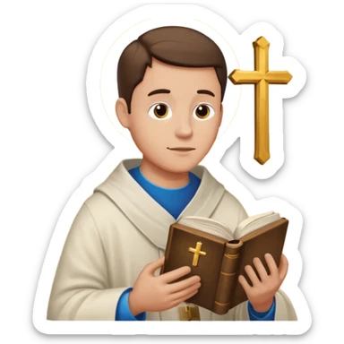Guy who reads Bible with cross on it without something in the background sticker