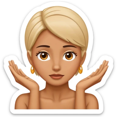 a female with her hands on her neck sticker