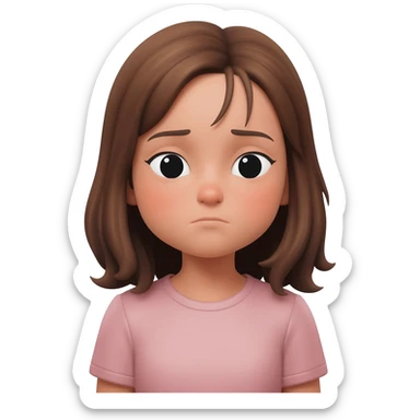 Chica con pelo castaño y con ojeras,sentada mientras sobrepiensa sticker