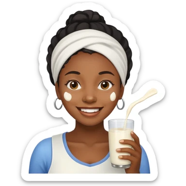 Black Woman with milk spilled on her face with satisfactory expression sticker