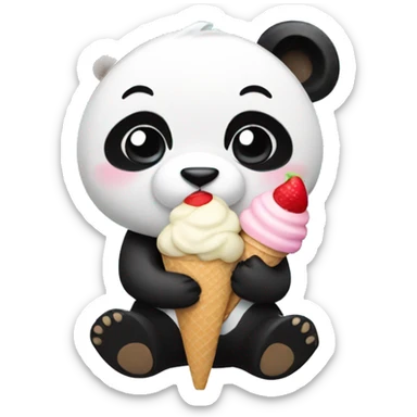 Panda eating ice cream sticker