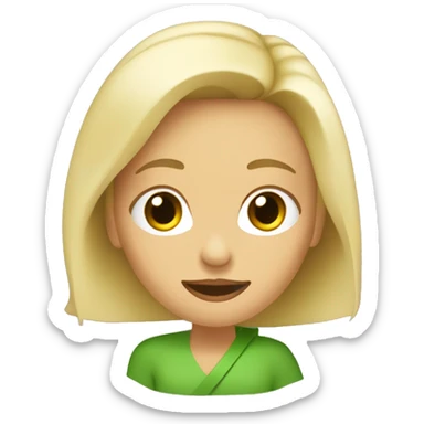 Una mujer rubia tomando un jugo verde sticker