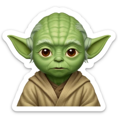 A yoda with 67 on top of it sticker