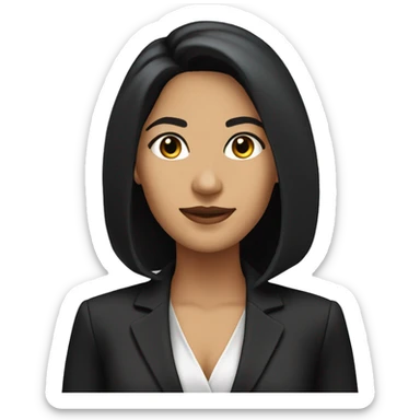 executive latina woman, long black hair, brown eyes, black suit sticker