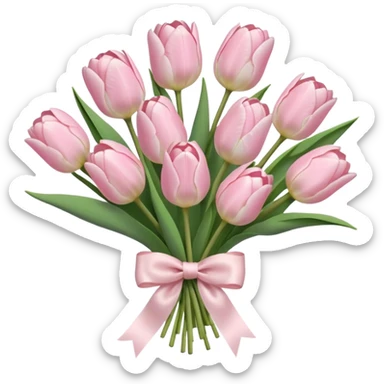 very pale pink tulips bouquet with light pink bow sticker
