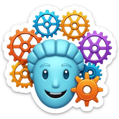 Generate an emoji whish shows Brain Factory Wonder Workshop. Which is in a nice cartoon style sticker