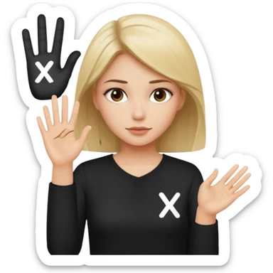 a woman who draws an X with her hand sticker
