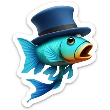 Beta fish smoking a joint with a hat on sticker