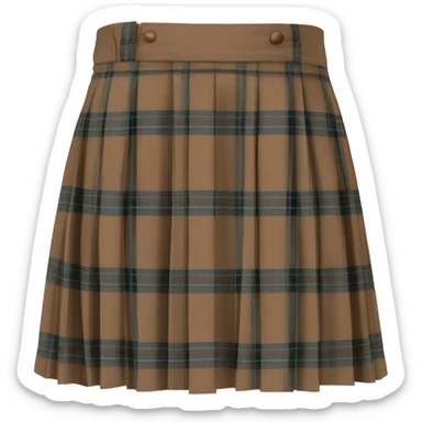 Brown tartan pleated mini skirt, isolated sticker