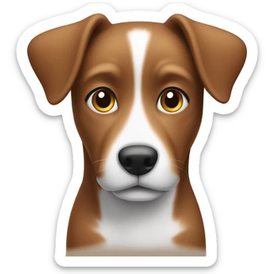 Brown dog with white paws, tip of tail, chest and midline of face  sticker