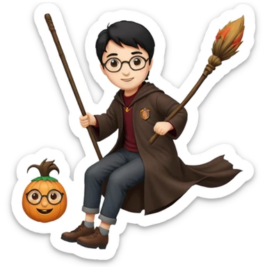 Harry potter riding on a broomstick sticker