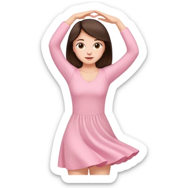 brunette girl in light pink stretching sticker