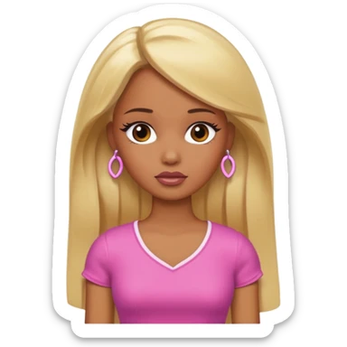 Sad brown skin blonde barbie  sticker