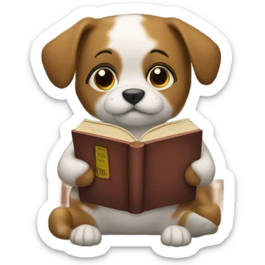 pets reading books sticker