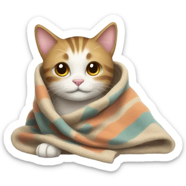 Cat with a blanket sticker