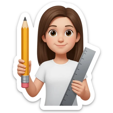 Girl with a pencil and rule sticker