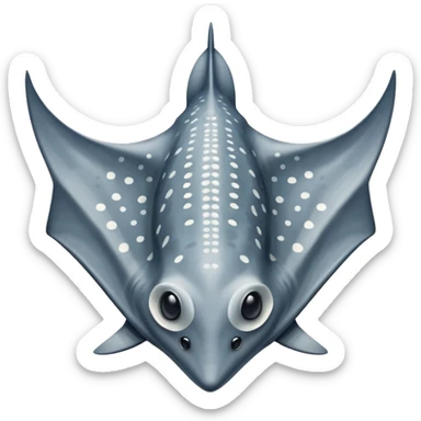 Spotted eagle sting ray with wide wingspan and long spike sting tail viewed from above sticker