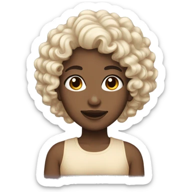 Black colored curly hair and light skin tone sticker