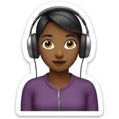 A girl with headphones  sticker