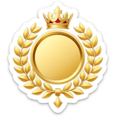 An elegant golden medal emblem with a sophisticated crest design, intricate details and a luxurious finish sticker