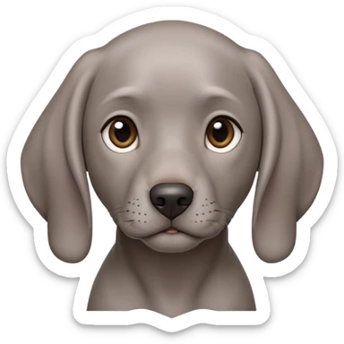 cinematic-noble-weimaraner puppy-portrait-emoji,-poised-and-regal,-with-a-strong,-athletic-build-and-a-lustrous,-well-groomed-grey fur,-deep-set-soulful-brown-eyes,-simplified-yet-sharp-and-sophisticated-features,-highly-detailed, sticker