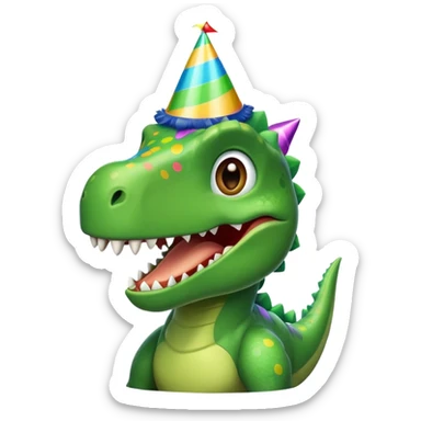 dinosaurio with a party hat sticker