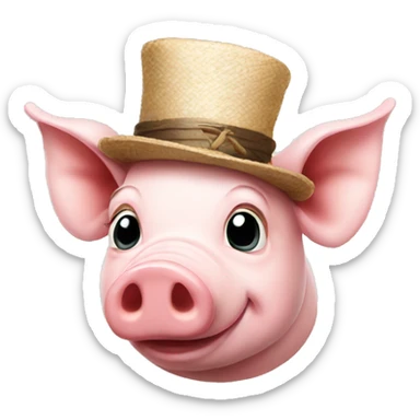 Pig with hat sticker