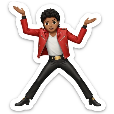 Maichel jackon bailando con un traje rojo y negro con pose en mano en los huevos sticker