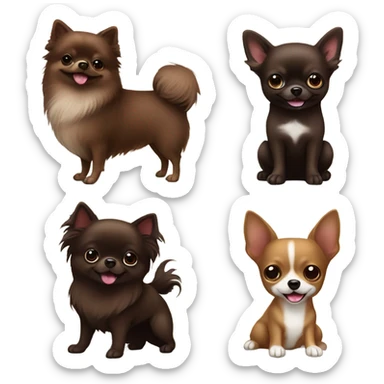 Chocolate Pomeranian and dark brown chihuahua  sticker