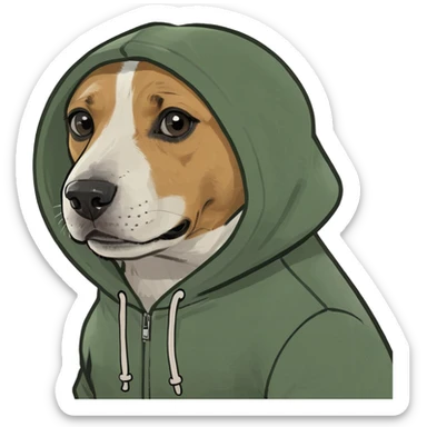 Dog wearing hoodie  sticker