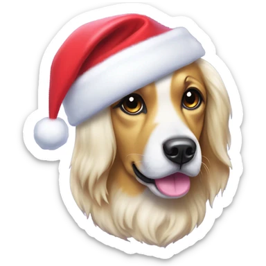 Lisa frank Christmas dog with Santa hat sticker