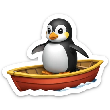 Penguin driving boat sticker