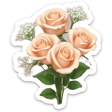 Rose bouquet with babies breath sticker