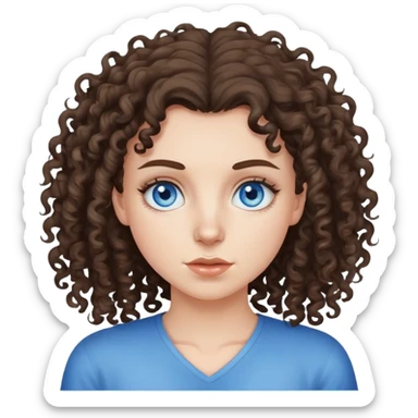 Dirty and smelly curly haired brunette white girl with blue eyes sticker