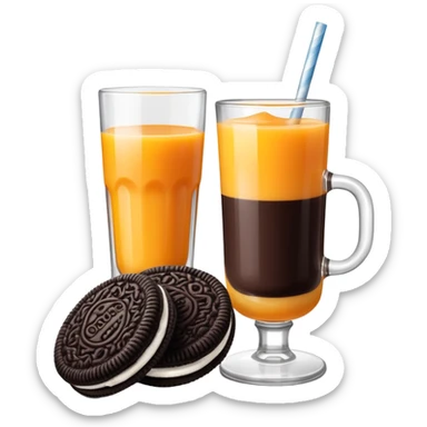 double stuffed Oreos with a glass of orange juice sticker
