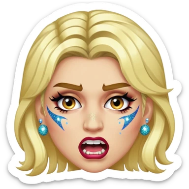 kesha with glitter making a snarling fun face sticker