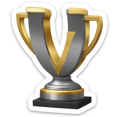 A trophy with the letter W written on it sticker