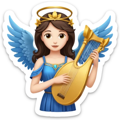Muse of inspiration with wings and a lyre in her hand sticker