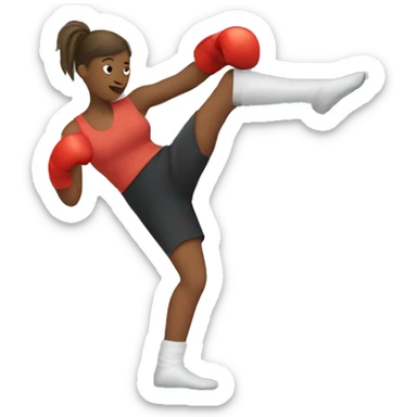 Woman kickboxing with a cast on her lag sticker