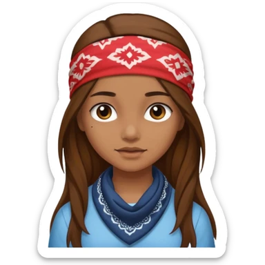 Girl with bandana, brown long hair and swarthy skin sticker