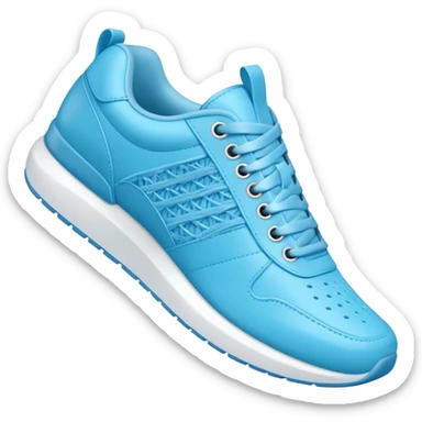 A 3D cartoon Sky Blue sneaker with soft texture, lace-up detail, and smooth reflections, isolated on plain background, Memoji-style. sticker