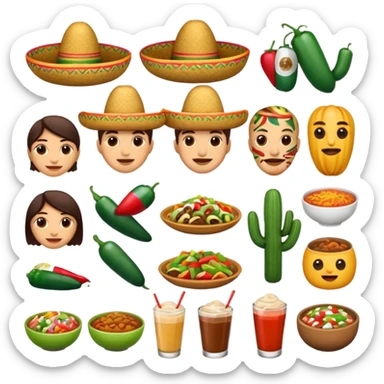 ios 18 emojis for mexico with happy colours sticker