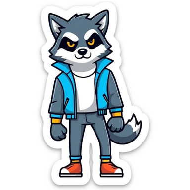 Lobo usando jaqueta preta sticker
