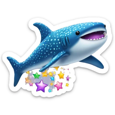 Rainbow baby whale shark emoji glitter with star sticker