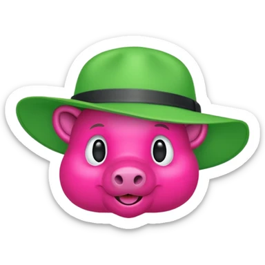 Un maiale verde fluo con un cappello da muratore sticker