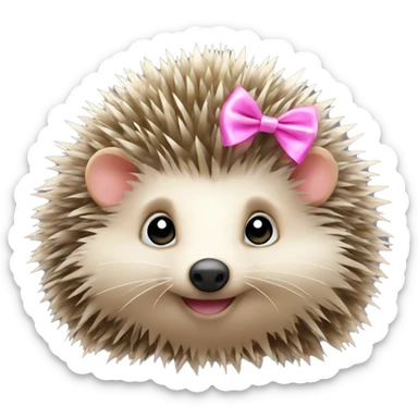 New year hedgehog with pink bow sticker