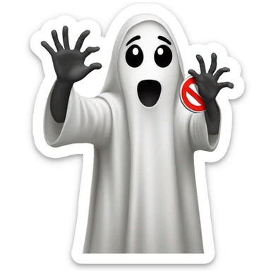 Ghost holding a 'no entry' sign sticker