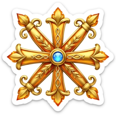 Two golden fiery royal crossed words sticker