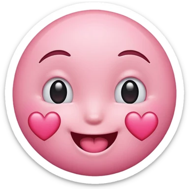 cute pink winking emoji with heart cheeks sticker