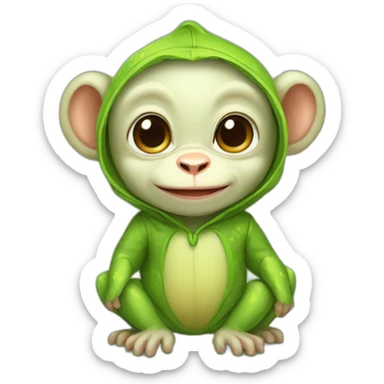 baby monkey in a frog costume  sticker